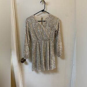 Sparkling Silver Sequin Dress For Girls